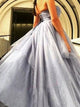Ball Gown Grey Sequin Tulle Sweetheart Prom Dresses