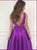 A Line V Back Prom Dresses with Sweep Train