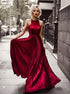 A Line Satin Sleeveless Pleats Red Prom Dress LBQ0787