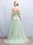 Mint Green Off the Shoulder Floor Length Lace Up Prom Dresses