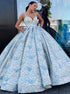 Ball Gown V Neck Spaghetti Straps Prom Dresses with Pockets LBQ1821