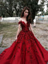 Ball Gown Off the Shoulder Satin Appliques Prom Dress LBQ1912