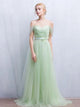 Mint Green Off the Shoulder Floor Length Prom Dresses