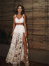 Two Piece White Prom Dress with Split LBQ1521