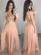 Sleeveless A Line Prom Dresses with Sequins