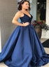 Satin A Line Spaghetti Straps Prom Dress LBQ1392