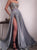 A Line Sweep Train Prom Dresses with Slit