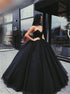 Ball Gown Sweetheart Black Tulle Prom Dress with Pleats LBQ1268