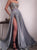 Silver Sequin Applique Strapless Illusion Prom Dresses