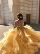  Spaghetti Straps Ball Gown Organza Floor Length Prom Dresses
