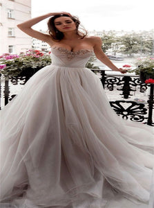 Silver Tulle Sleeveless Prom Dresses with Sweep Train