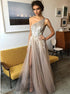 A Line One Shoulder Split Floor Length Tulle Prom Dress LBQ0817