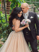 Sweetheart Champagne Tulle Prom Dresses with Rhinestones