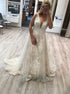 A Line V Neck Ivory Tulle Prom Dress LBQ1035