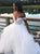 Off the Shoulder Tulle White Appliques Prom Dresses