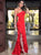 Sweep Train Red Prom Dress with Slit 
