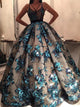 Ball Gown Scoop Sweep Train Prom Dresses 