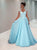 Blue A Line Chiffon Prom Dresses with Appliques