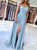 Appliques Sweep Train Prom Dresses with Slit
