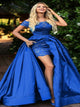 Taffeta and Lace Off the Shoulder Short Sleeves Prom Dresses