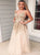 A Line V Neck Tulle Beading Prom Dresses with Appliques