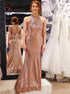 Mermaid Halter Rose Gold Prom Dress with Slit LBQ0793