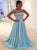 A Line Chiffon Sweep Train Sleeveless Prom Dresses