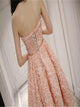 Cute Pink Floral Lace Short Sweetheart Sleeveless Prom Dresses