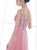 A Line Lace Up Pink V Neck Tulle Lace Prom Dresses