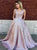 V Neck Ball Gown Satin Prom Dresses with Pleats