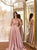 One Shoulder A Line Satin Slit Prom Dresses with Pockets 