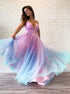 Spaghetti Straps Sleeveless A Line Beadings Prom Dress LBQ0761