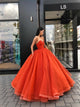 Ball Gown Strapless V Neck Sweep Train Prom Dresses with Pleats