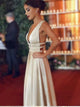 A Line Satin Lace Up Prom Dresses with Pleats 