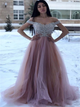 Short Sleeves Sweep Train Blush Pink Appliques Prom Dresses