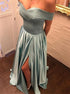 A Line Off the Shoulder Satin Prom Dress LBQ1496