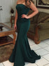 Mermaid Dark Green Strapless Sleeveless Sweep Train Prom Dress LBQ1499