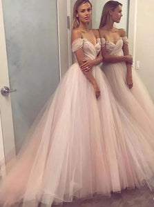 Elegant Off the Shoulder Tulle Ball Gown Prom Dresses