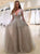 Tulle Long Sleeves Prom Dresses A Line V Neck with Beadings