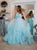 A Line Backless Spaghetti Straps Tulle Prom Dresses wifh Ruffles