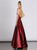 Sweep Train Burgundy Evening Dresses