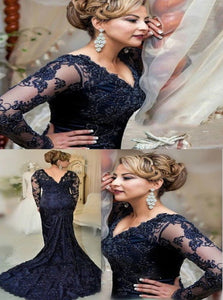 Open Back Blue Evening Dresses with Appliques