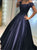 A Line Satin V Neck Appliques Short Sleeves Prom Dresses