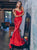 Spaghetti Straps Mermaid Sequin Red Prom Dresses