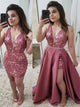A Line Lace Detachable Train Satin Sleeveless Prom Dresses