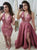 Deep V Neck Lace Detachable Train Satin Prom Dresses