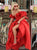 Red Ball Gown Off the Shoulder Short Sleeves Sweep Train Prom Dresses