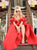 Red Ball Gown Off the Shoulder Short Sleeves Prom Dresses