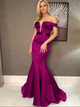 Off the Shoulder Satin Mermaid Prom Dresses