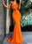 Sweetheart Mermaid Sexy Two Pieces Orange Prom Dresses